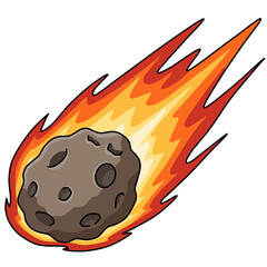 Falling meteorite fireball comet asteroid space cartoon vector element © Seza