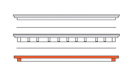 Architectural Line Art Illustration Featuring Layered Structure with Orange Highlight Element © ZeinLens