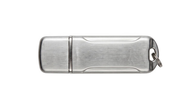 Metal USB flash drive memory stick bank, transparent, png white isolated on transparent background png