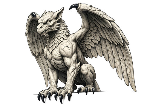 Stone gargoyle mythical creature monster vector isolated on white