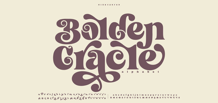 Golden Cracle Abstract Fashion font alphabet. Minimal modern urban fonts for logo, brand etc. Typography typeface uppercase lowercase and number. vector illustration