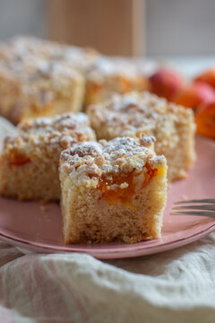 delicious apricot summer cake on a table