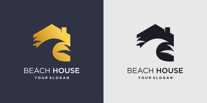Beach house logo with creative modern style
