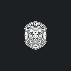 Obraz premium Rugged steer premium clothing company ornate badge logo.