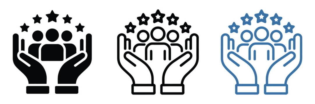 Customer loyalty and retention icon featuring repeat clients, engagement, relationship management, and user experience symbols for marketing and interface design
