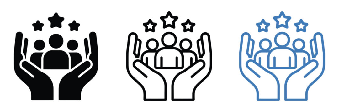 Customer loyalty and retention icon featuring repeat clients, engagement, relationship management, and user experience symbols for marketing and interface design
