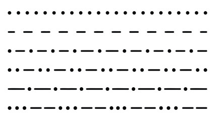 Repeating Morse Code Patterns Arranged in Horizontal Rows on White Background © Abu