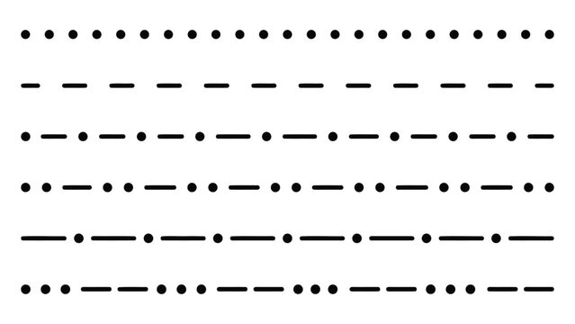 Repeating Morse Code Patterns Arranged in Horizontal Rows on White Background