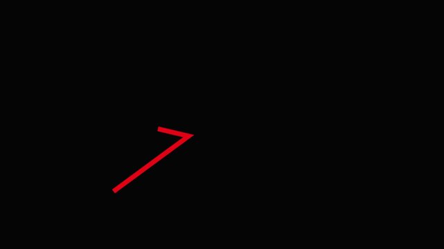 Glowing Red Neon Zigzag Arrow Symbol on Black Background