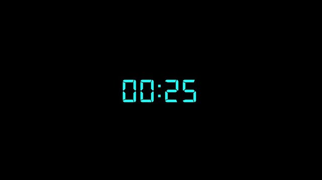 Digital countdown timer displaying 00:14 in blue numbers on black background