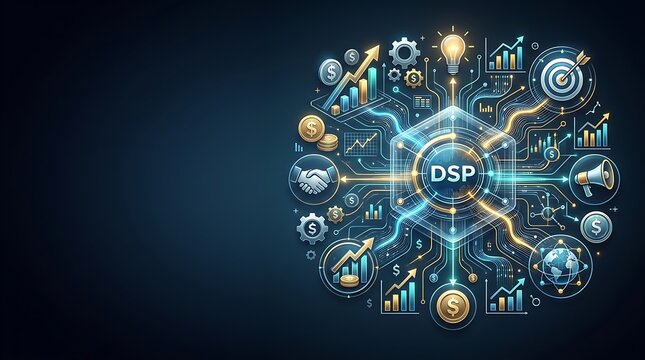 Digital marketing demand side platform concept with business icons