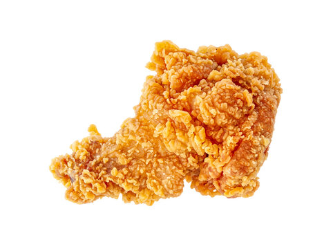 Delicious photograph of a crispy golden-brown fried chicken thigh, a flavorful fast food classic.