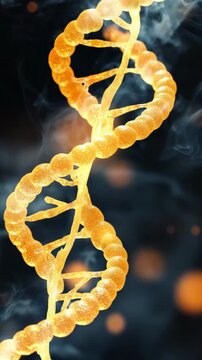 An artistic representation of a DNA molecule engulfed in flames, highlighting its complex structure and the energy of life itself.