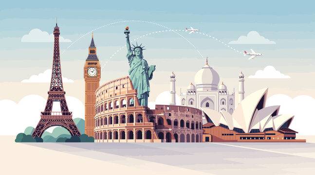 Iconic Landmarks of the World: Travel & Tourism Collage