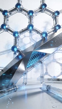 Futuristic Hexagonal Energy Reactor and Cooling System in High Tech Laboratory Environment