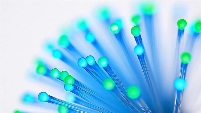 Blue and green fiber optic strands