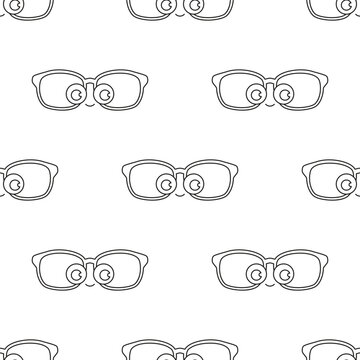 cute glasses outline kawaii seamless pattern