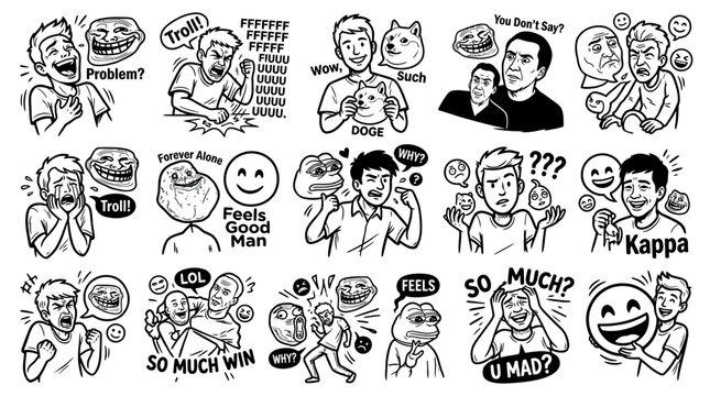 Meme Faces Collection: Internet Culture, Humor, Reactions and Emotions