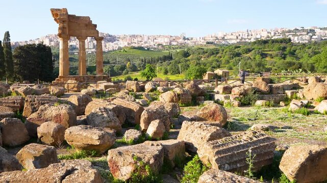 ancient temple columns in Agrigento, Sicily