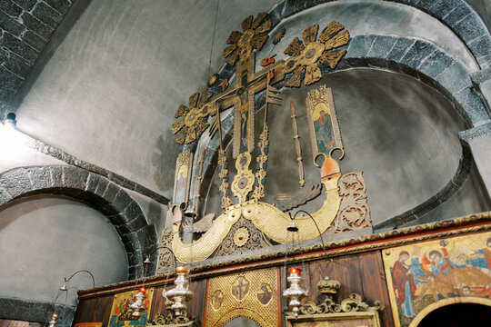 Ornate Iconostasis and Cross in Saint Nicholas Church Kotor Montenegro