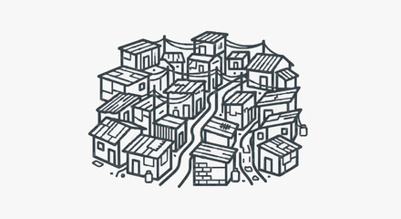 Intricate line art illustration of a castle structure. © Falik