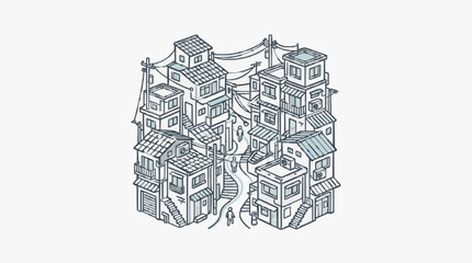 Intricate line art illustration of a castle fortress. © Falik