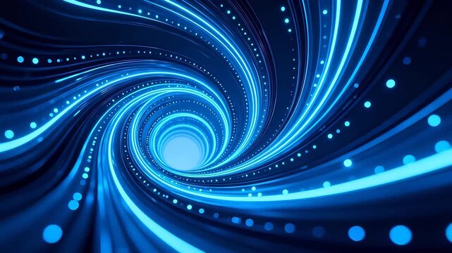 Blue light tunnel with spiral pattern