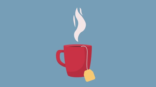 Red Mug with Tea Bag 2d animation with alpha matte