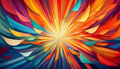 Obraz premium Sunburst Abstract Background With Vibrant Colors And A Dynamic Pattern Perfect For Creating Eye Catching Designs For Posters Presentations And More