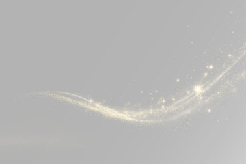 Golden glitter trail with sparkling stars, magical fairy dust, glowing luxury particles and elegant shining light effect © HolyStas