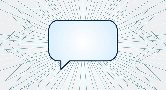 Blank speech bubble with modern radiating geometric lines background vector template