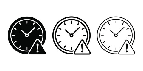 Time warning deadline alert icon silhouette vector, bold outline and line art isolated illustration © MYF