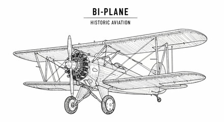 Vintage Biplane Aircraft Illustration Design. © Julian Vance