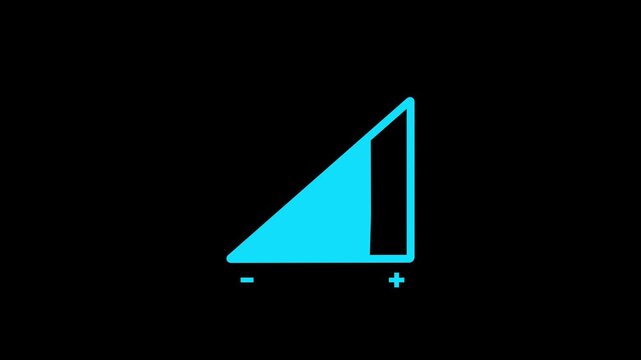 Minimalist cyan isometric arrow symbol on black background motion template