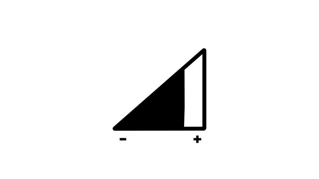 Black upward trending arrow on white background with plus and minus signs symbolizing growth