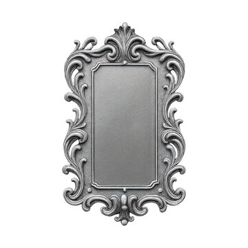PNG Ornate vintage silver mirror frame.