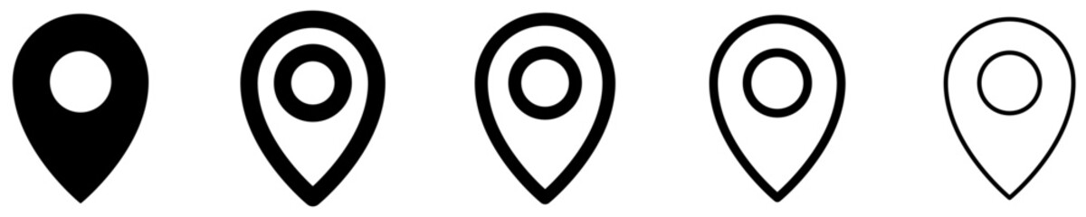 Fototapeta premium Set of location marker icons, symbols for geolocation and map points. Vector illustration.