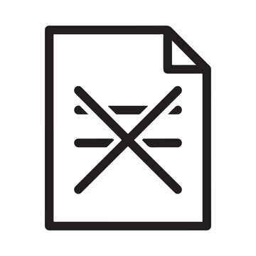 Document with crossing lines icon black silhouette on white background