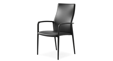 Fototapeta premium Black office chair with backrest and five-star base on white background, furniture