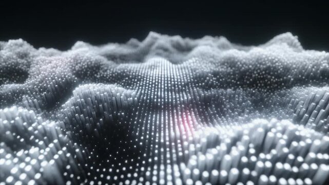 Abstract 3D Data Visualization Landscape with Glowing Pillars