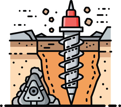 Industrial Drilling Machine Boring Into Deep Underground Rock Layers