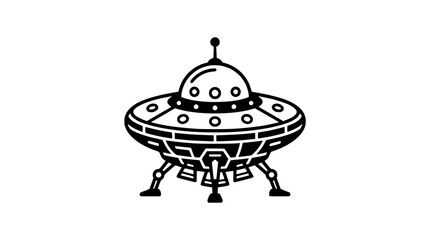 Retro UFO Flying Saucer Vector Icon - Alien Spaceship Illustration © Bruno