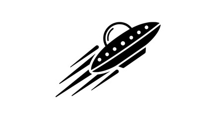 Retro Flying Saucer UFO Icon - Sci-Fi Spacecraft Vector Illustration © Bruno