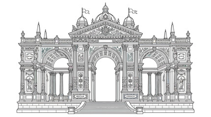 Ornate Baroque Archway Entrance Facade Illustration © Biru