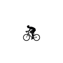 Fototapeta premium Cyclist On Bicycle Silhouette Against White Background