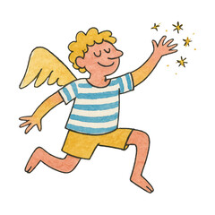 Fototapeta premium PNG Joyful angel spreading magic