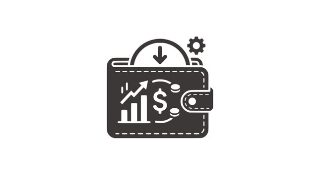 Wallet with financial graph and coins icon, representing finance, savings, and growth.