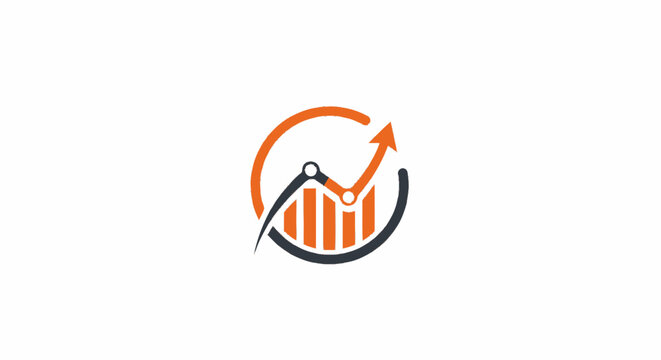 Business growth and financial analytics logo icon with rising arrow and bar chart.