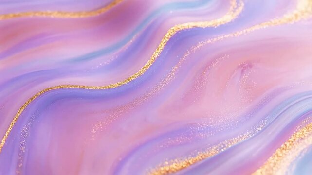 Abstract swirling pastel colors with gold sparkles