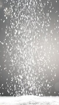 Snow Falling on a White Surface with Light Reflections Featuring Winter, Cold, Icy with Flakes and Precipitation Elements for Weather, Nature